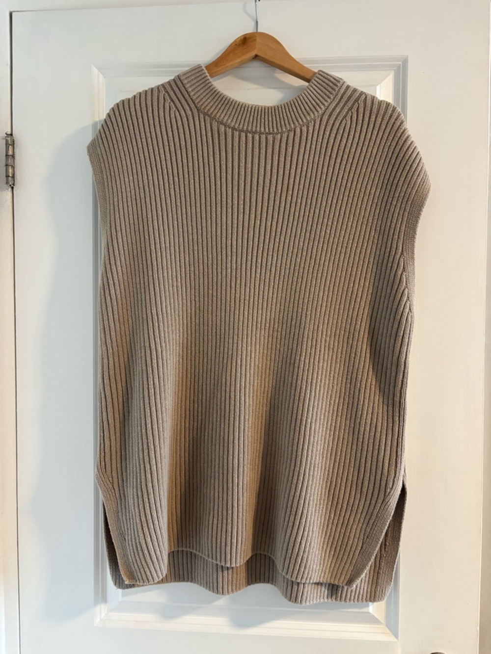 H&M Taupe Ribbed Sleeveless Crewneck Tunic